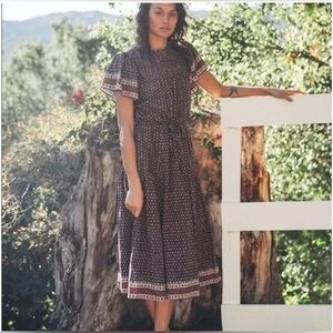 Trovata Birds of Paradis Nancy Midi Dress Floral Short Sleeve XS